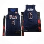 Maillot USA 2024 LeBron James NO 6 Jeux Olympiques Bleu