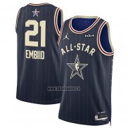 Maillot All Star 2024 Philadelphia 76ers Joel Embiid NO 21 Bleu