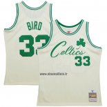 Maillot Boston Celtics Larry Bird NO 33 Mitchell & Ness Chainstitch Creme