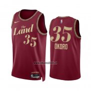 Maillot Cleveland Cavaliers Isaac Okoro NO 35 Ville 2023-24 Rouge