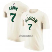 Maillot Manche Courte Boston Celtics Jaylen Brown Ville 2023-24 Creme