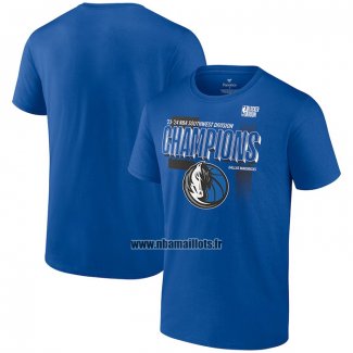 Maillot Manche Courte Dallas Mavericks 2024 Southwest Division Champions Bleu