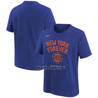 Maillot Manche Courte New York Knicks 2024 NBA Playoffs Mantra Bleu