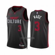 Maillot Miami Heat Dwyane Wade NO 3 Ville 2023-24 Noir