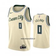 Maillot Milwaukee Bucks Damian Lillard NO 0 Ville 2019-20 Creme