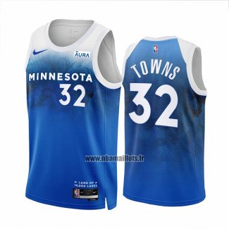 Maillot Minnesota Timberwolves Karl-Anthony Towns NO 32 Ville 2023-24 Bleu