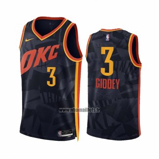 Maillot Oklahoma City Thunder Josh Giddey NO 3 Ville 2023-24 Noir