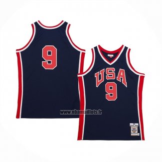 Maillot USA 1984 Michael Jordan NO 9 Bleu