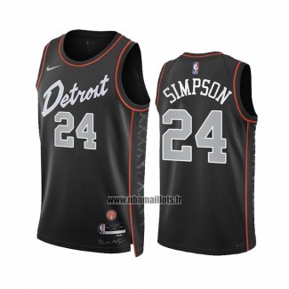 Maillot Detroit Pistons Zavier Simpson NO 24 Ville 2023-24 Noir