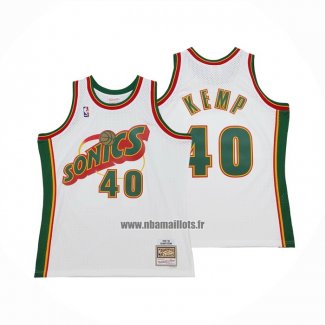 Maillot Enfant Seattle Supersonics Shawn Kemp NO 40 Historic Retro Blanc