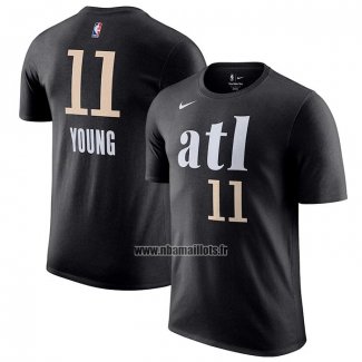 Maillot Manche Courte Atlanta Hawks Trae Young Ville 2023-24 Noir