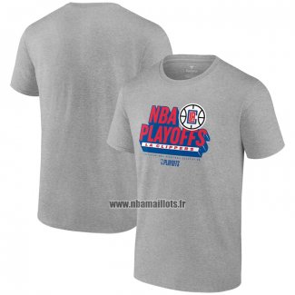 Maillot Manche Courte Los Angeles Clippers 2024 NBA Playoffs Gris