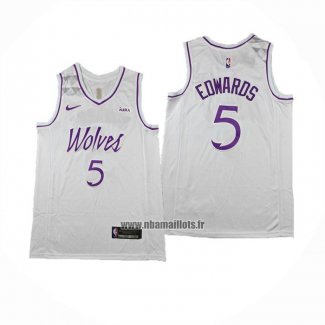 Maillot Minnesota Timberwolves Anthony Edwards NO 5 Classic 2024 Blanc