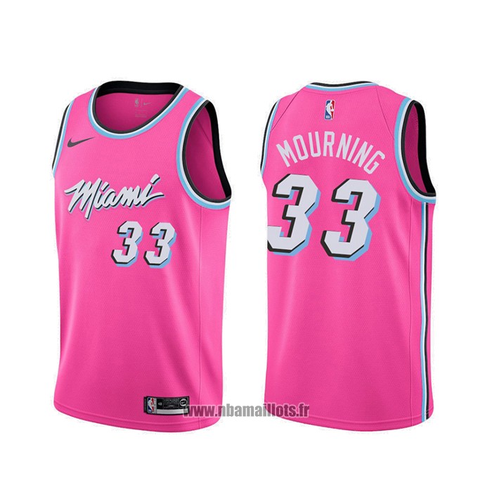 Maillot Miami Heat Alonzo Mourning NO 33 Earned Rosa