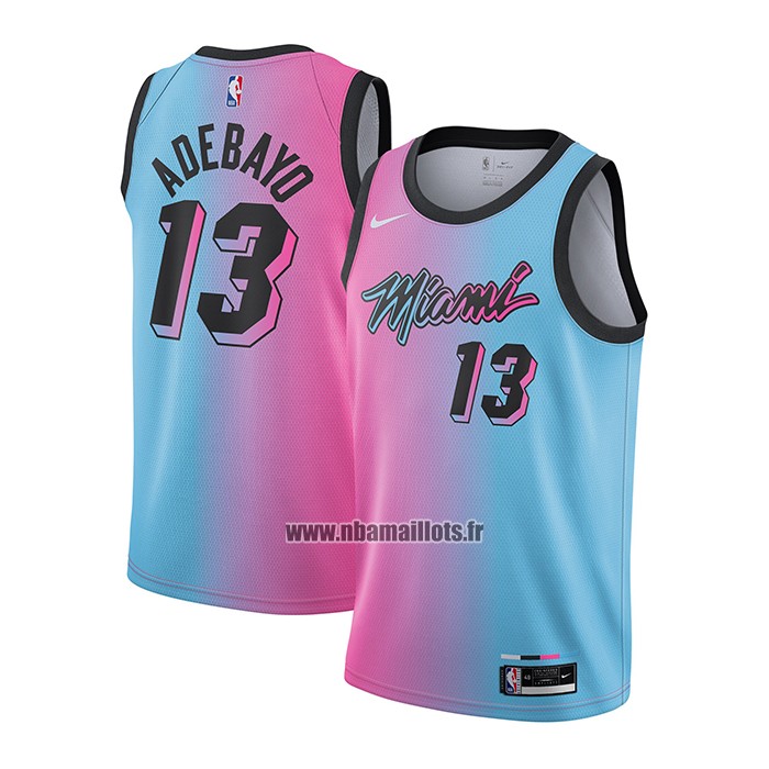 Maillot Miami Heat Bam Adebayo No 13 Ville 2020-21 Bleu Rosa