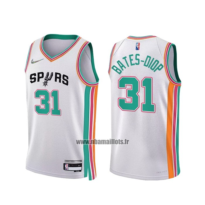 Maillot San Antonio Spurs Keita Bates-Diop NO 31 Ville 2021-22 Blanc